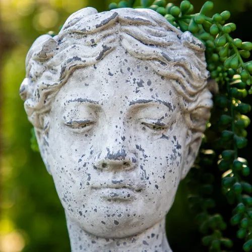Large Stone Female Head Planter
