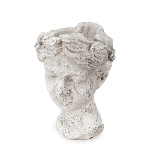 Large Stone Female Head Planter