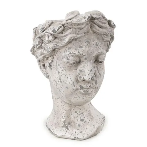 Large Stone Female Head Planter