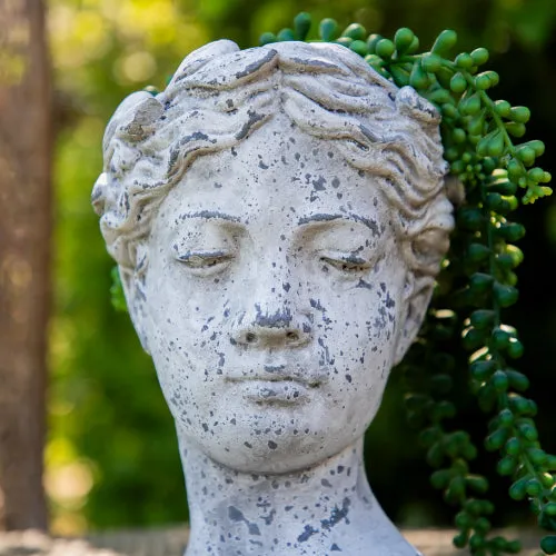 Large Stone Female Head Planter