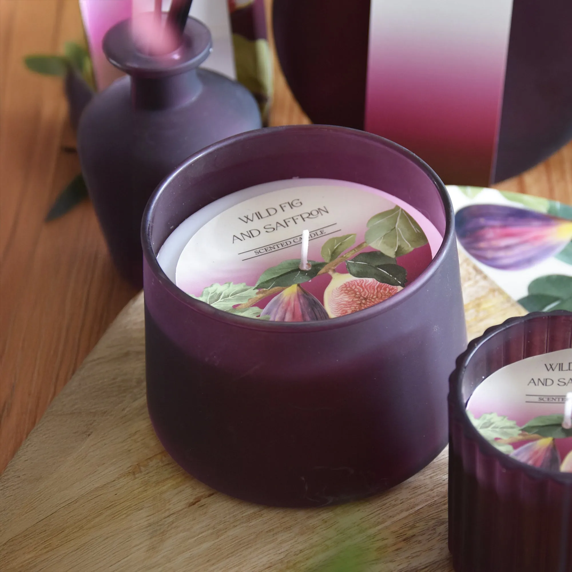 Large Tapered Candle - Figs and Frosted Plum