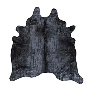 Laser Embossed Black Cowhide Rug USA rug, patriotic rug