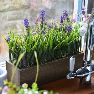 Lavender and Onion Grass Ensemble in Rustic Wooden Box kitchen essentials, utensils set