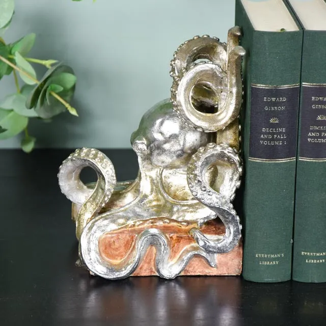 Lavish Octopus Bookends Silver