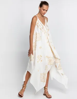 Lefkada Handkerchief Dress - Natural and Gold