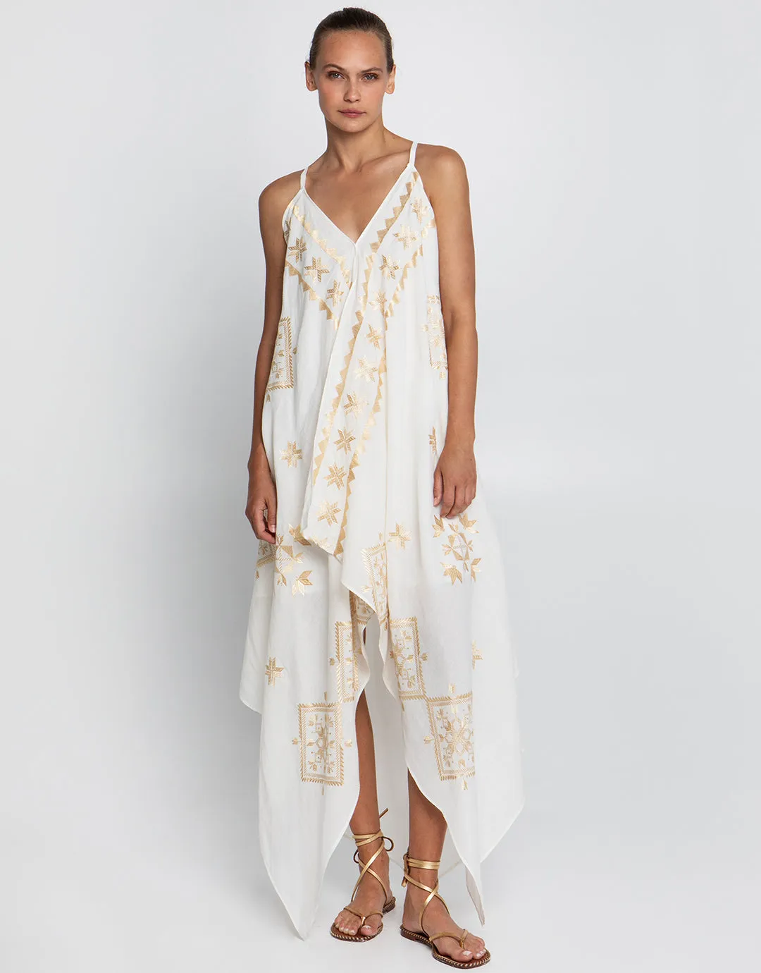 Lefkada Handkerchief Dress - Natural and Gold
