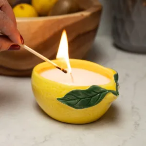 Lemon Ceramic Candle Mediterranean Lemon & Sicilian Basil Scent kitchen essentials, utensils set