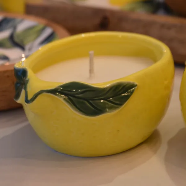 Lemon Ceramic Candle Mediterranean Lemon & Sicilian Basil Scent