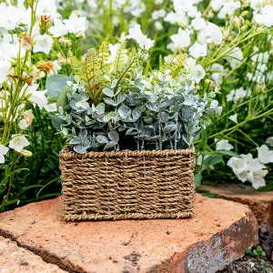 Lifelike Timeless Tranquility Green Fern in Beige Seagrass Woven Basket kitchen essentials, utensils set