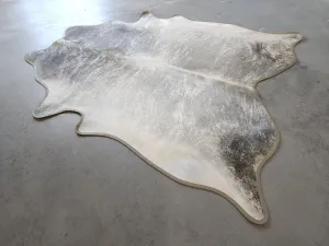 Light Brindle Cowhide w/ Leather Trim USA rug, patriotic rug