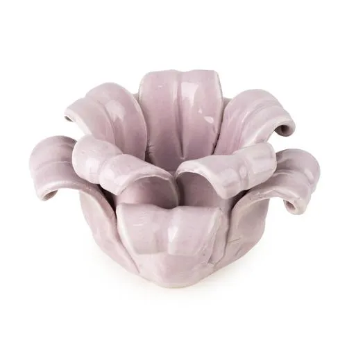 Lilac Glass Iris Flower Tealight Holder