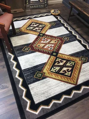 Lineage Rug in Black & White serving tray, cheese board