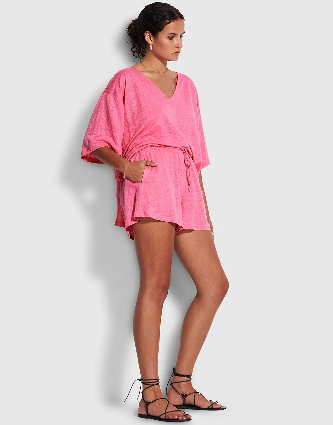 Linen Jersey Beach Short - Pink