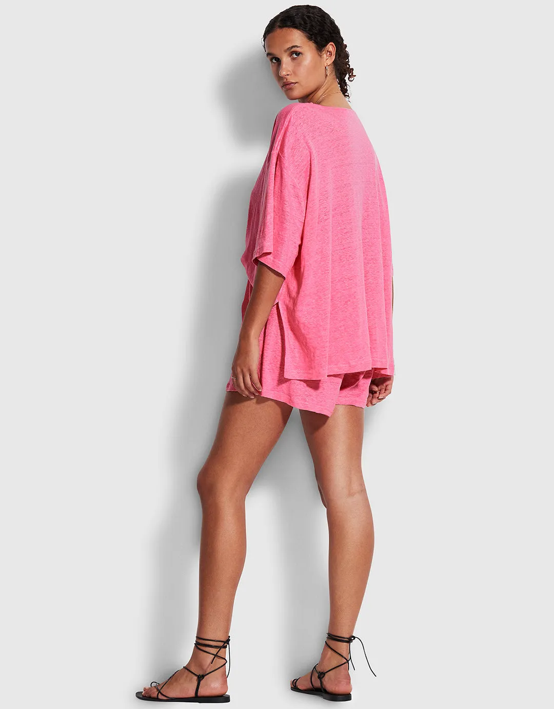 Linen Jersey Beach Short - Pink