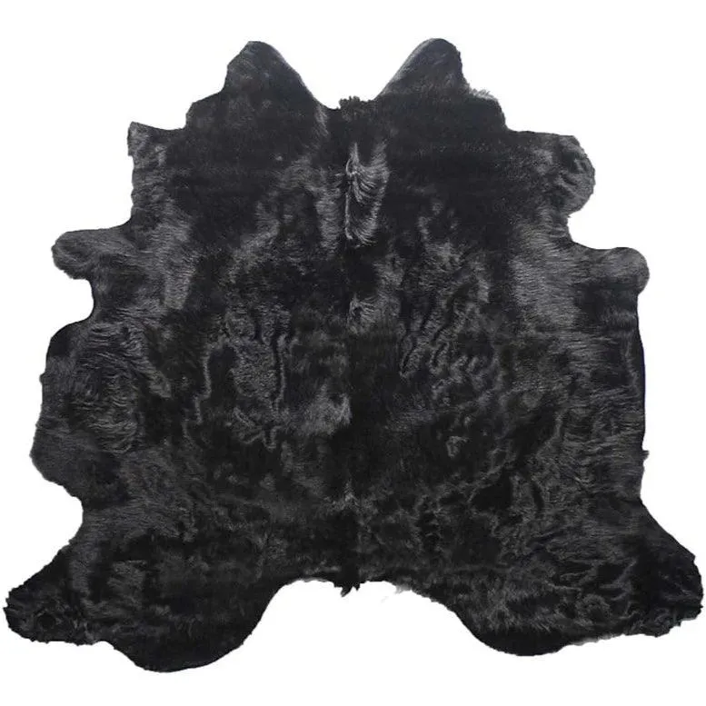 Long Hair Black Dyed Cowhide