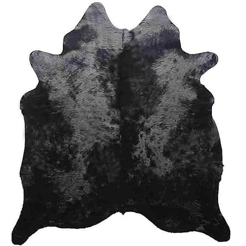Long Hair Black Dyed Cowhide USA rug, patriotic rug