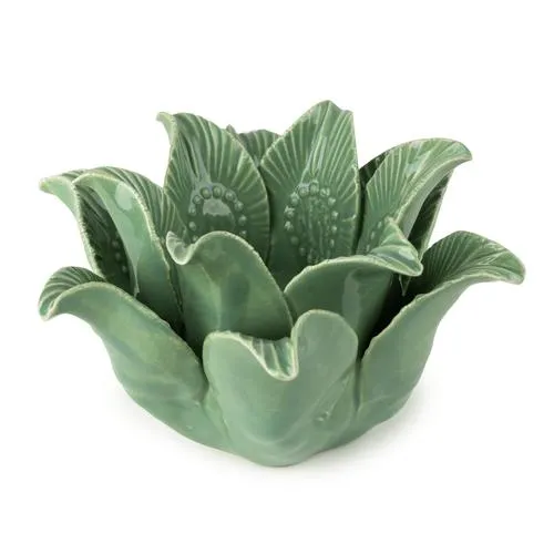 Lotus Flower Green Tealight Holder