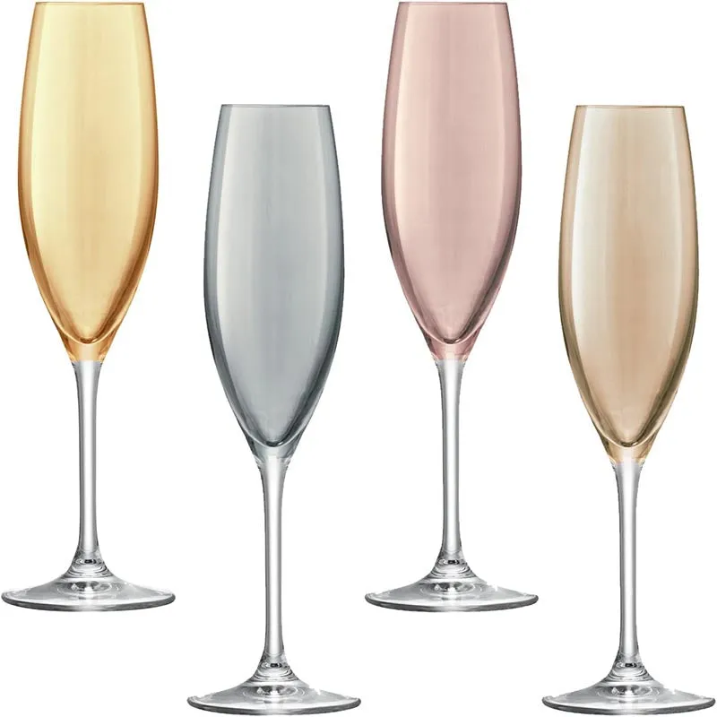 LSA Polka Champagne Flute, Set of 4, Metallic Assorted ceramic platter, appetizer tray