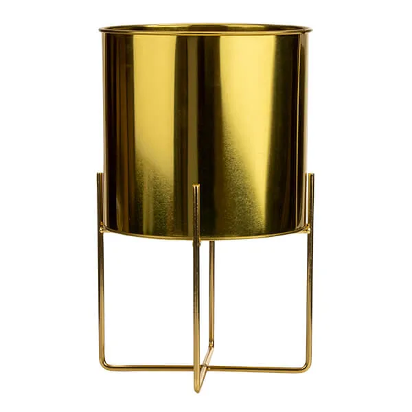 Luxe Sophisticated Large Gold Planter with Stand
