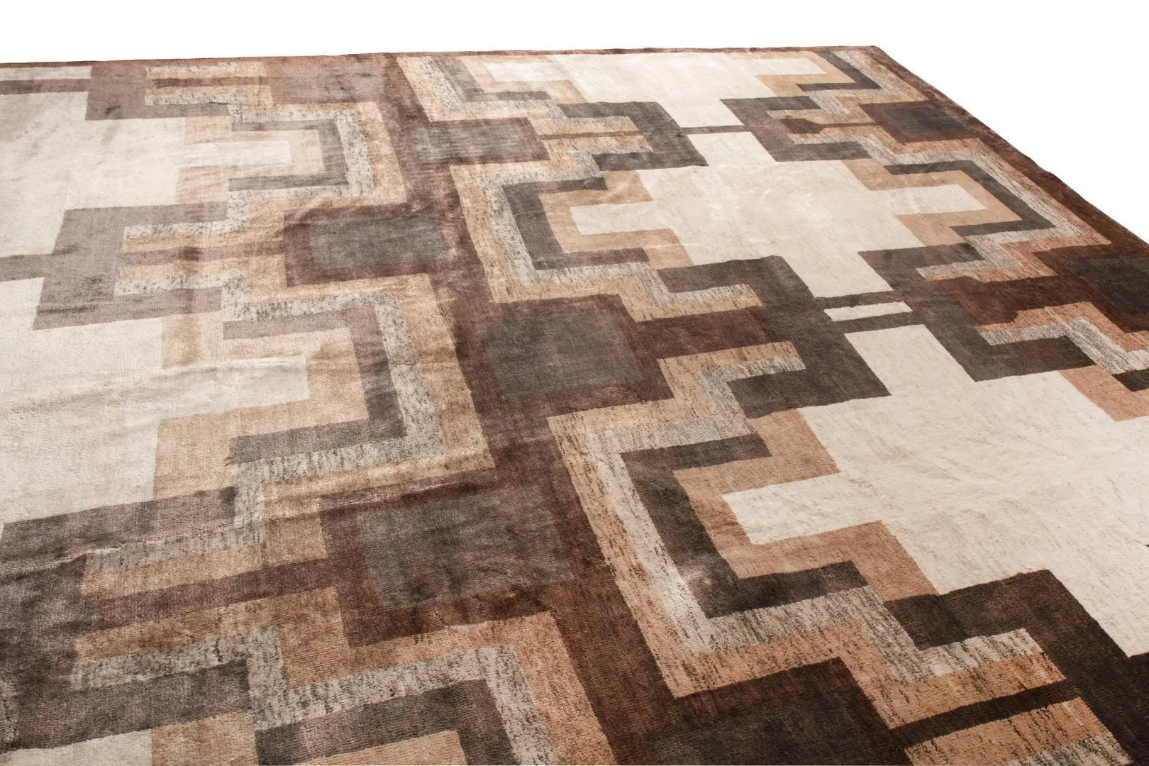 Luxury Geometric Pattern Beige Brown Area Rug