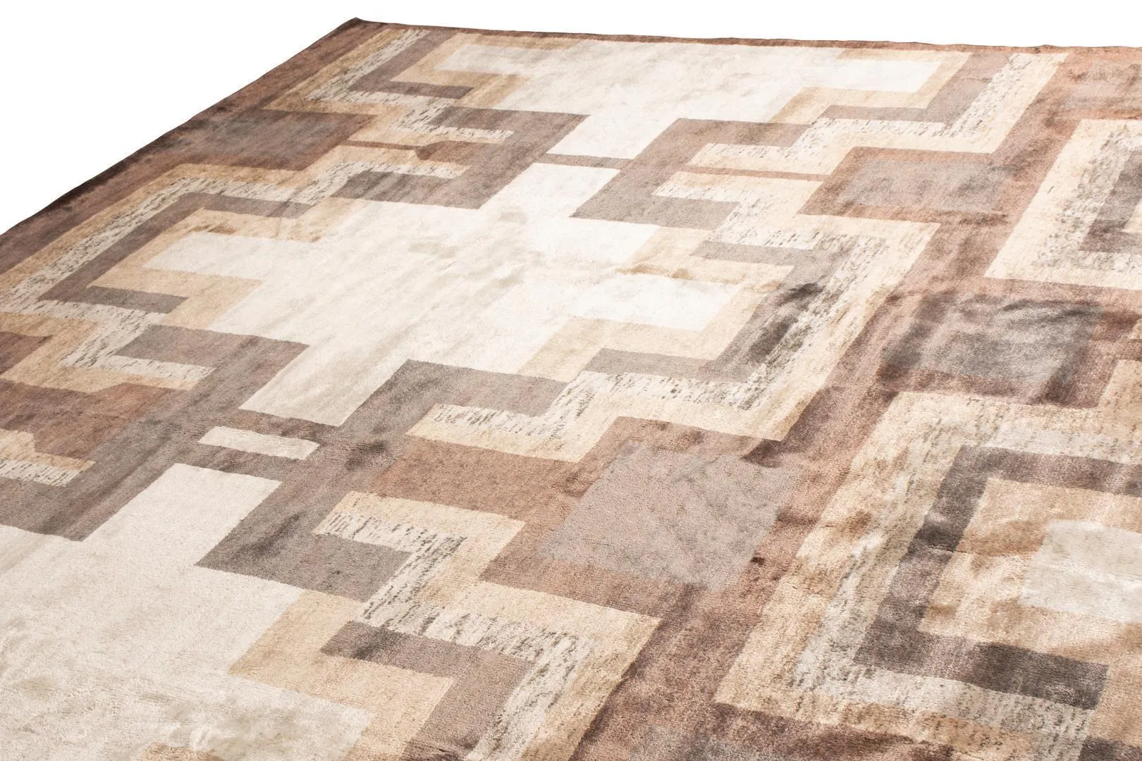 Luxury Geometric Pattern Beige Brown Area Rug