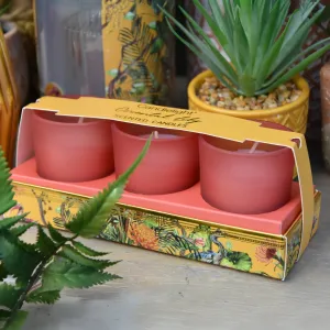 Luxury Set of 3 Oriental Lily Scented Ochre Chinoiserie Candles kitchen essentials, utensils set