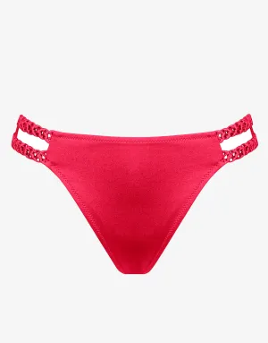 Macrame Love Double Strap Bikini Pant - Luscious Red