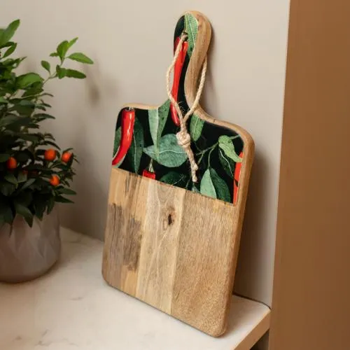 Mango Wood Paddle Board with Chilli Enamel