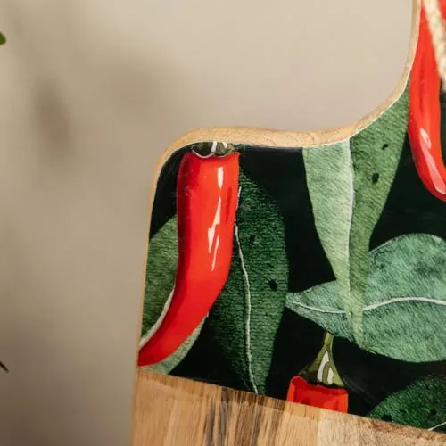 Mango Wood Paddle Board with Chilli Enamel