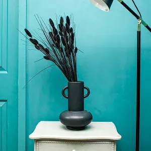 Matt Black Bulbous Vase with a Distinguished Long Neck and Handles kitchen essentials, utensils set