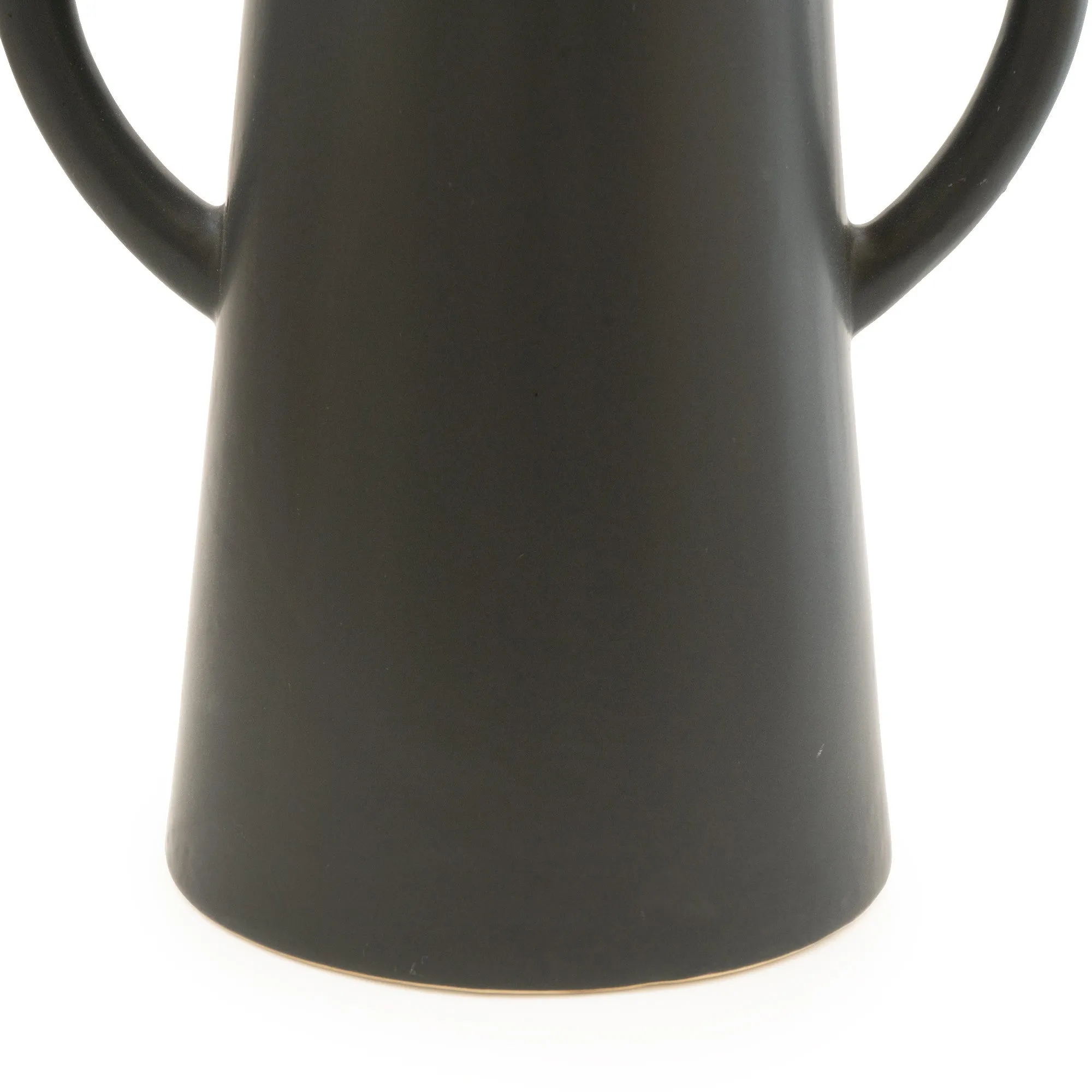 Matt Black Conical Vase with Handles