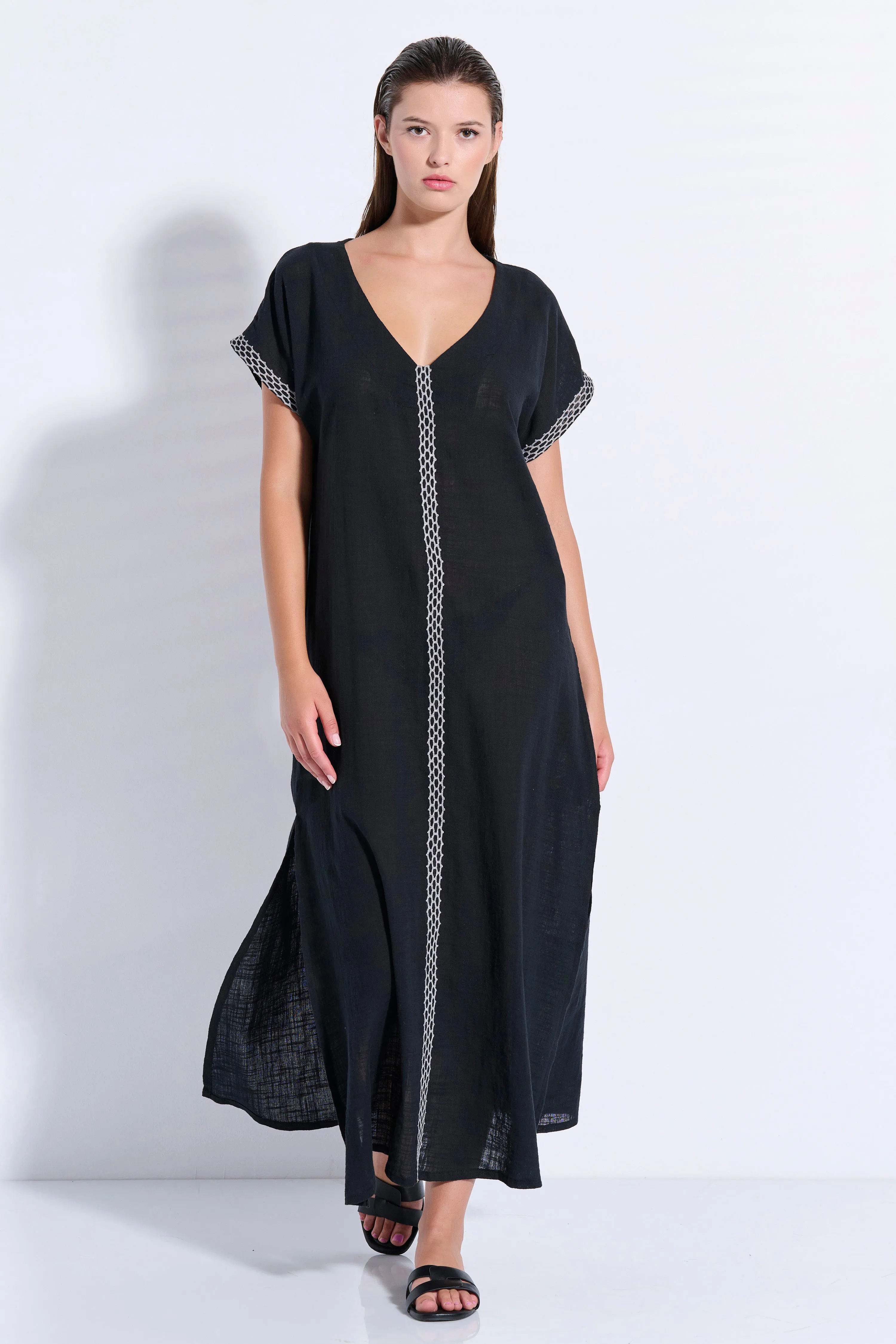 Maxi Trimmed Kaftan (8080)