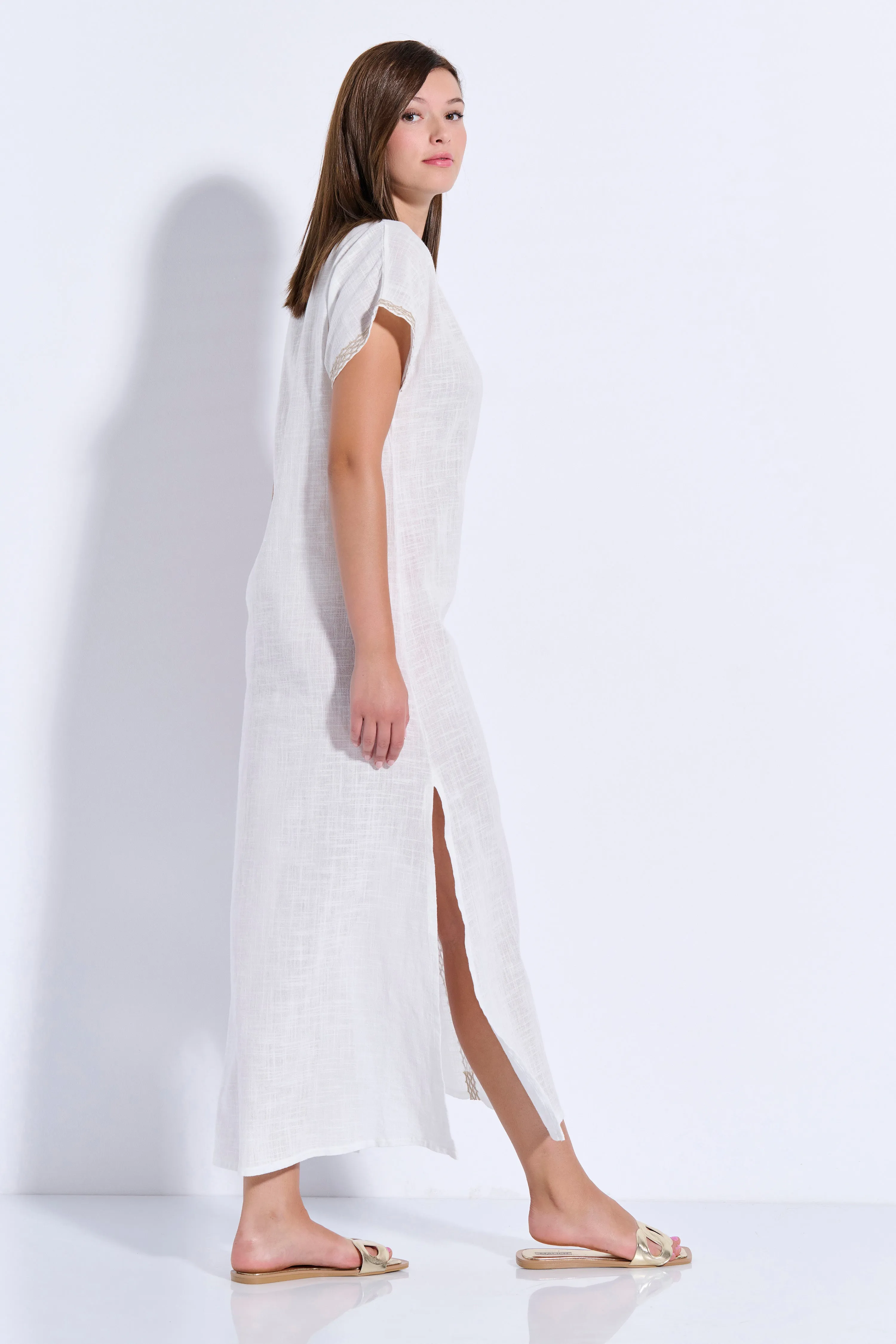 Maxi Trimmed Kaftan (8080)