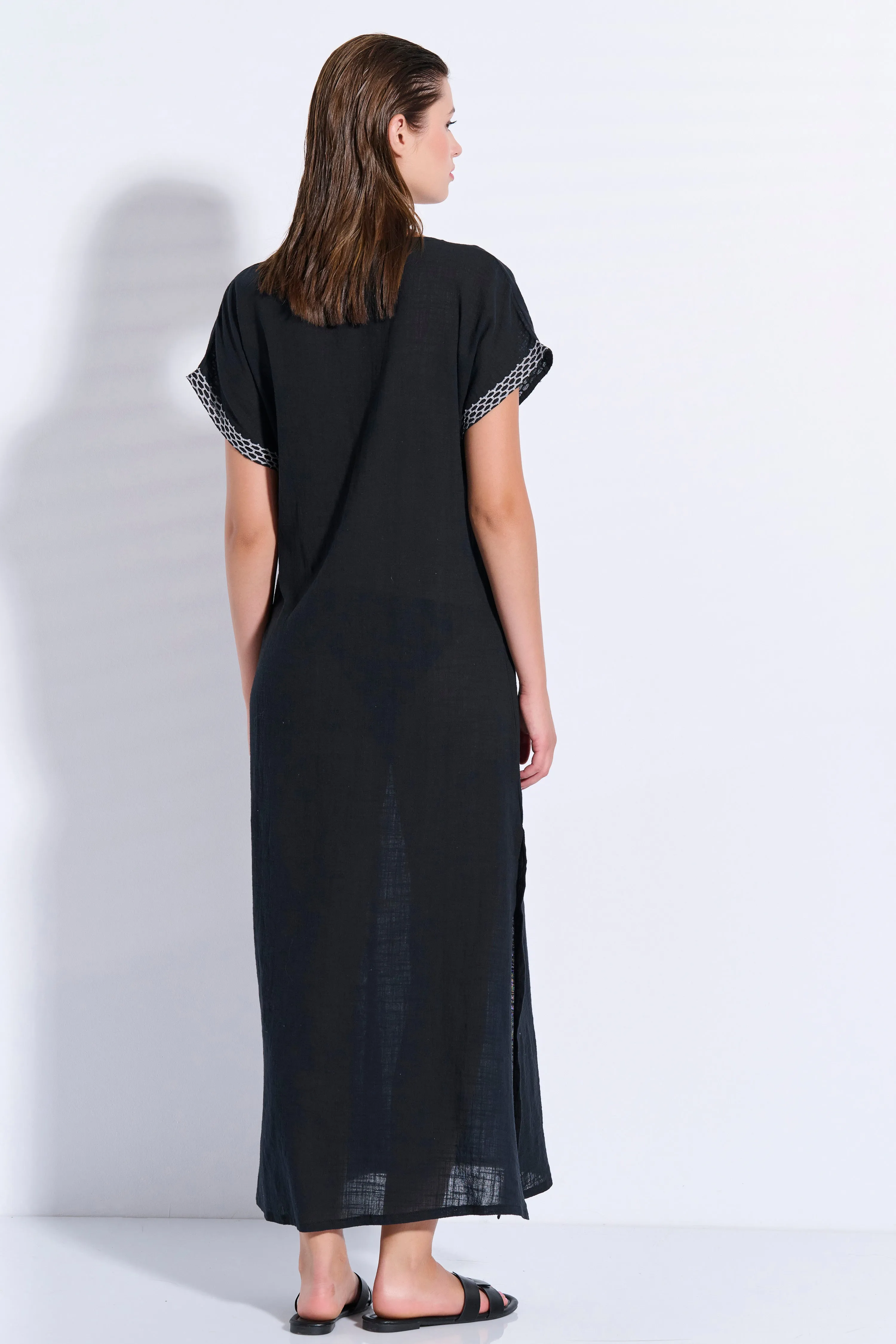 Maxi Trimmed Kaftan (8080)
