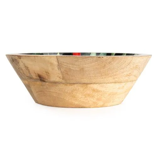 Medium Mango Wood Bowl with Chilli Enamel Print