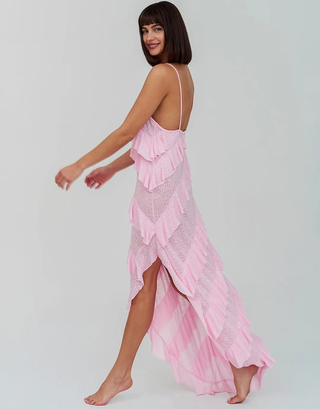 Mermaid Ruffle Dress - Light Pink