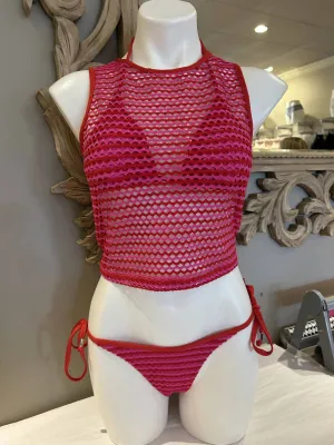 Mesh Effect Mesh Tank In Chilli Red