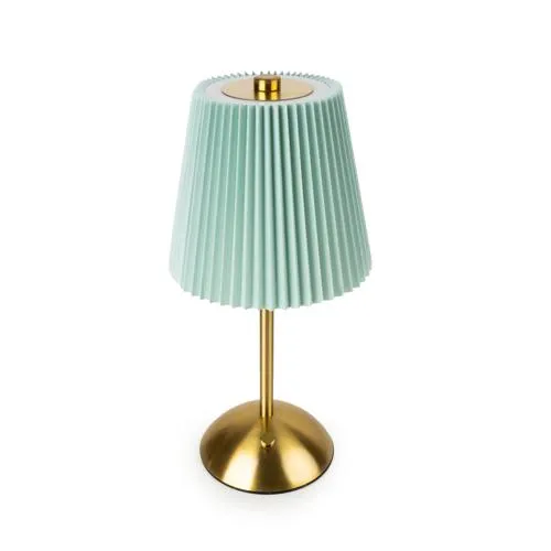 Metal Table Lamp with Duck Egg Pleated Shade