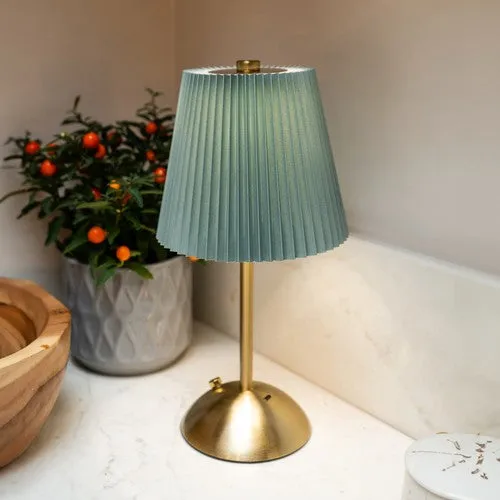 Metal Table Lamp with Duck Egg Pleated Shade