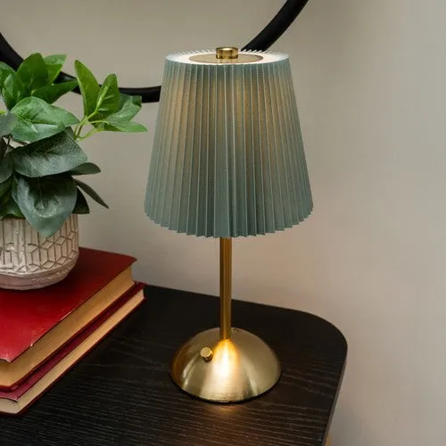 Metal Table Lamp with Duck Egg Pleated Shade kitchen essentials, utensils set