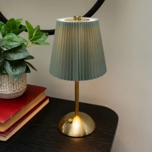 Metal Table Lamp with Duck Egg Pleated Shade kitchen essentials, utensils set