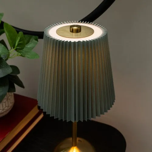 Metal Table Lamp with Duck Egg Pleated Shade