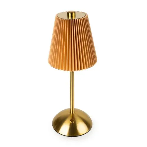 Metal Table Lamp with Pleated Shade in Ginger
