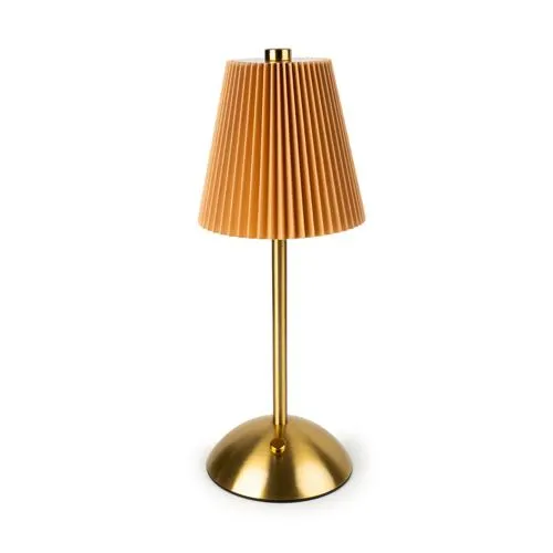 Metal Table Lamp with Pleated Shade in Ginger