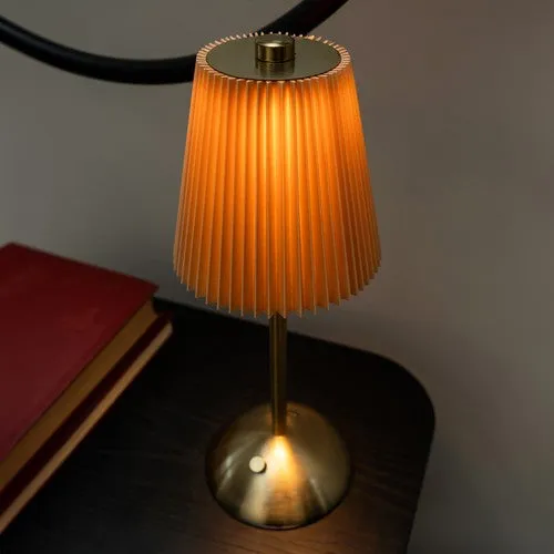 Metal Table Lamp with Pleated Shade in Ginger