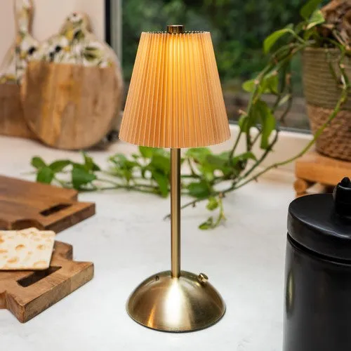Metal Table Lamp with Pleated Shade in Ginger