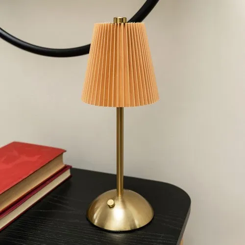 Metal Table Lamp with Pleated Shade in Ginger