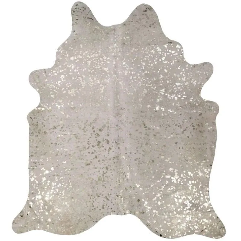 Metallic Gold on White Cowhide Rug USA rug, patriotic rug