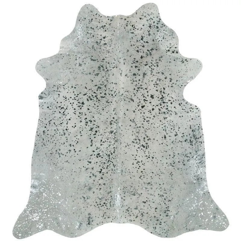 Metallic Silver on White Cowhide Rug fire pit, outdoor fire bowl