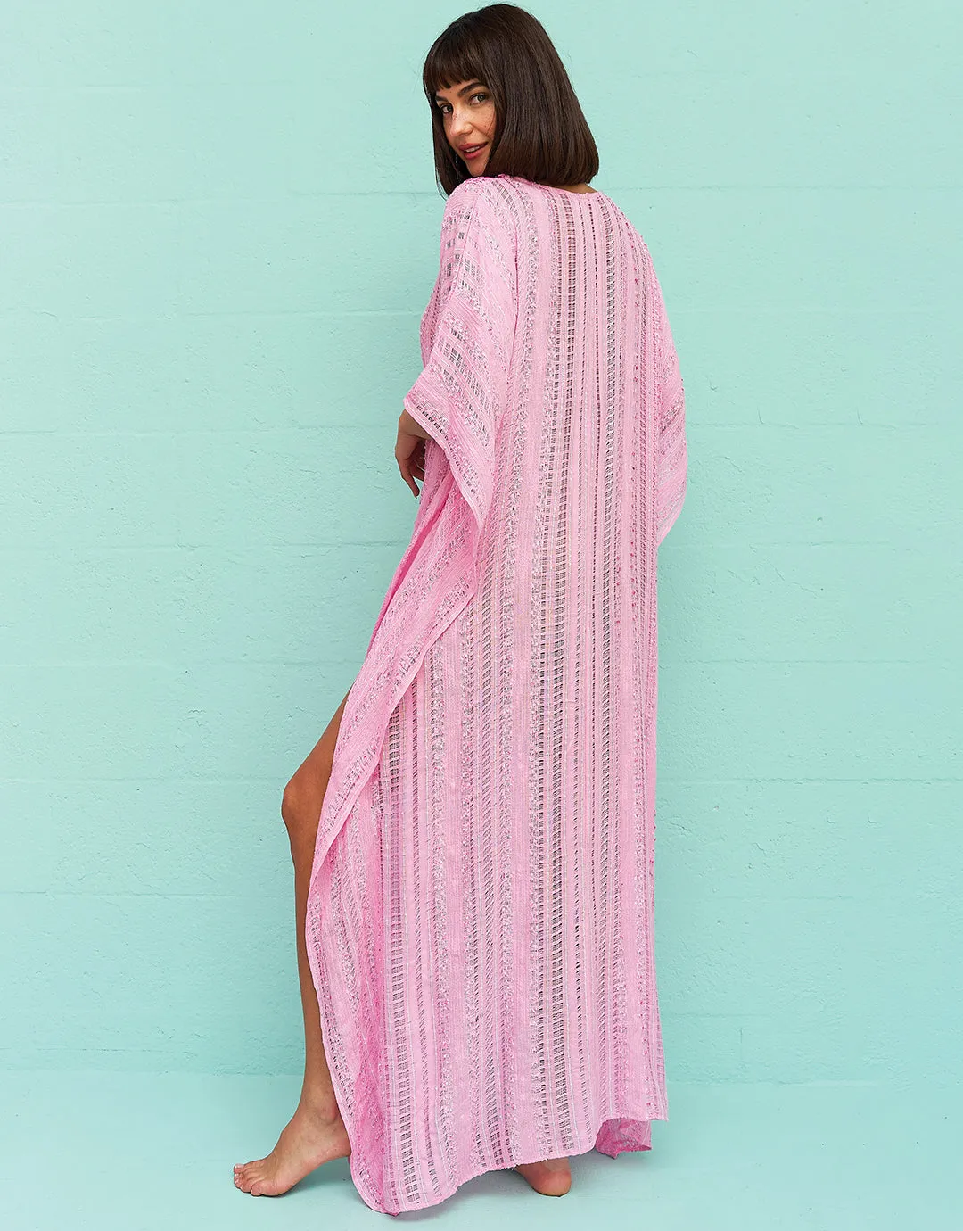 Metallic Weave Thobe - Pink